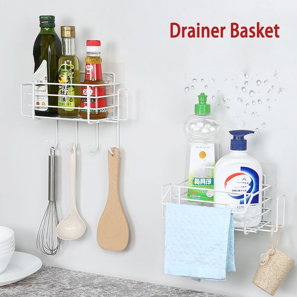 Évier de cuisine Organisateur du porte-éponge Storage Drying Rack Spice Organisateur Drain Panier Bouteille étagère Regater Horme Accessoires