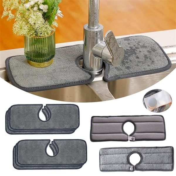 Évier de cuisine Tapis anti-éclaboussures avec boutons Compteur de robinet Tapis absorbant Évier Protection contre les éclaboussures Microfibre Séchoir à eau pour salle de bains 220727