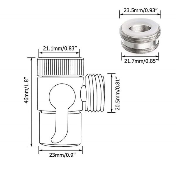 Fregadero de la cocina divisor de válvula Conector de grifo de agua para el inodoro Adaptador de grifo de ducha Bidet para accesorio de manguera