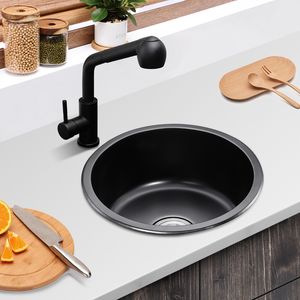 Éviers de cuisine Évier de cuisine noir nano-circulaire Mini évier petit réservoir unique 304 barre en acier inoxydable salle de bain bassin sous la scène accessoires pour la maison 230925