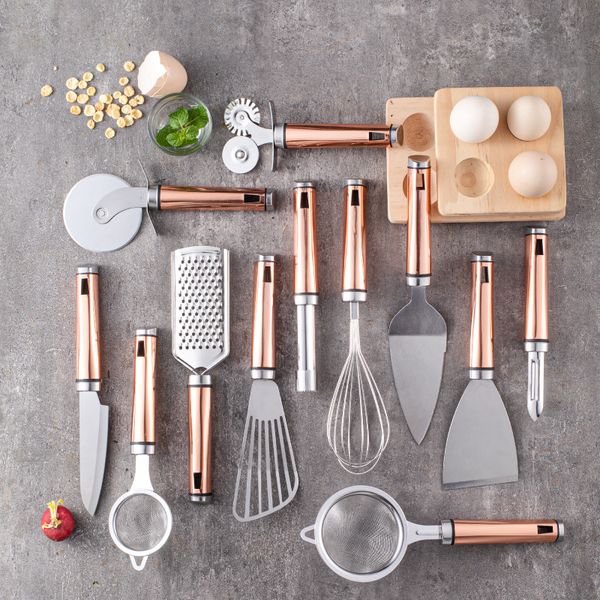 Petit ensemble d'outils de cuisine ensemble de 13 pièces couteau à éplucher, couteau à fruits, planificateur de melon, ensemble d'outils alimentaires auxiliaires avec support de rangement