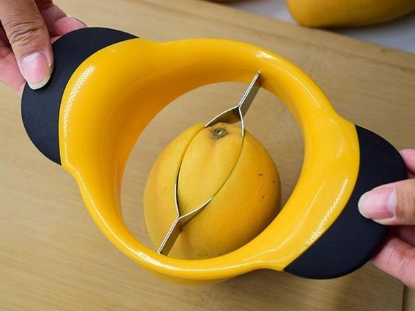 Cuisine En Acier Inoxydable Mango Slicer Grand Mango Fruit Slicer Cutter Lames avec Poignées Antidérapantes Livraison Gratuite