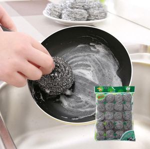 Tampons à récurer en acier inoxydable de cuisine pot de lavage magasin de ménage décontamination de lavage de vaisselle fils de boule de fil propre grandes éponges de laine SN6821