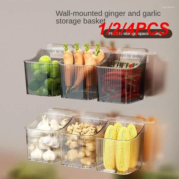 Boîte de rangement murale pour la cuisine, 1/2/4 pièces, peut égoutter le panier de salle de bain, légumes, gingembre, ail, tiroir pour dentifrice et