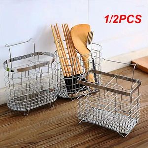 Keuken Opslag 1/2 Stuks Metalen Opknoping Bestek Houder Afdruiprek Lepel Vork Eetstokjes Mand Rack Tool Organizer Servies buis Jy25