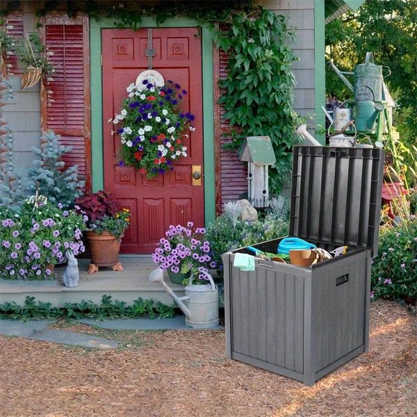 Storage de cuisine 1 pc 51gal 195L Jardin extérieur Boîte de terrasse en plastique outils outils de poitrine