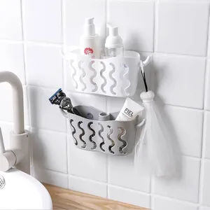 Keukenopslag 1 stuks Plastic hangende mand Gootsteenorganizer Multifunctionele scrubbershouder Sponzen Zepen Sucker Afvoerrek