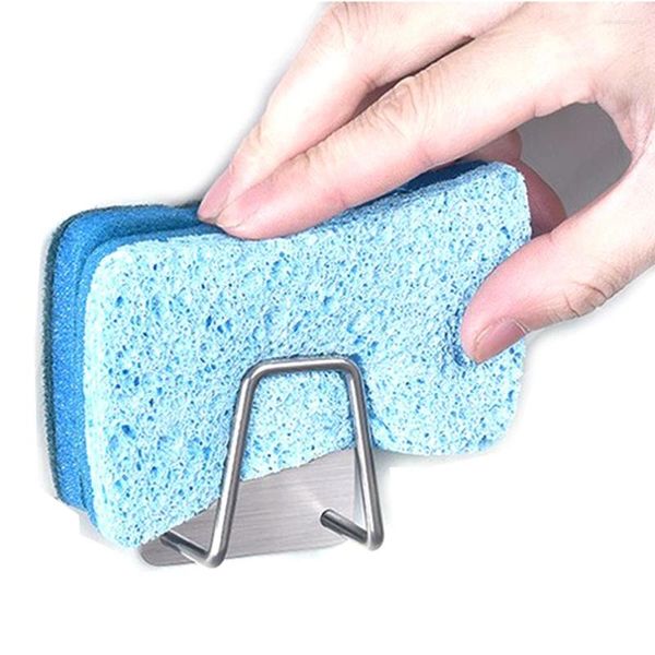 Rangement de cuisine 1 pièce brosse à vaisselle porte-éponge pince Durable en acier inoxydable égouttoir égouttoir séchage