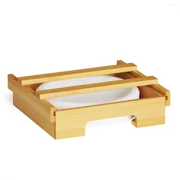 Distributeur d'assiettes en papier de 10 pouces, rangement de cuisine, sous-meuble, support d'assiettes en bambou, comptoir Vertical couleur bois