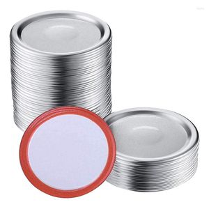 Rangement de cuisine 100 pièces à large ouverture 86 MM Mason Jar Couvercles de mise en conserve Réutilisable Anti-fuite Split-Type Argent avec joints en silicone Anneaux