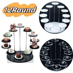 Keukenopslag 12 ronde cake dessert rack acryl ring sieraden display stand wachtrijpe bankety multi-layer roteren