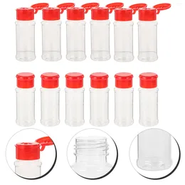 Cuisine Storage 12pcs Bottes Bouteilles Conteneurs Condiment Pots Boîte d'assaisonnement avec couvercles (rouge) Épices