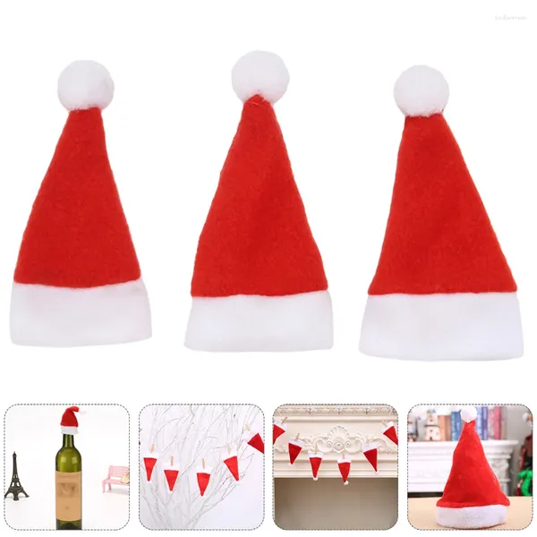 Almacenamiento de cocina, 12 Uds., sombrero de Papá Noel, adornos para botellas, soportes para cubiertos navideños, soporte para vajilla de Papá Noel para fiestas de cena navideñas