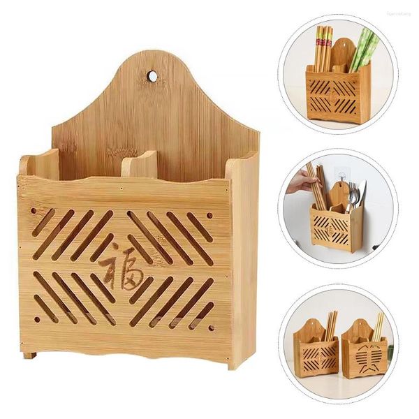 Rangement de cuisine, ustensiles en bambou naturel, porte-baguettes, organisateur de couverts, 1 pièce