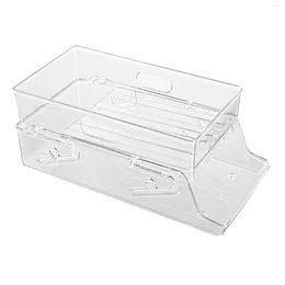 Almacenamiento de cocina 1 PC Organizador de refrigerador Bins Bins Soda CAN Beverage Soporte de bebidas Clear Plastic Food Pantry Accessors