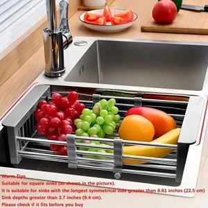 Rangement de cuisine 1pc Plain d'évier rétractable en acier inoxydable