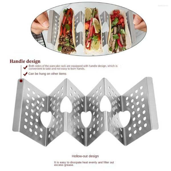 Storage de cuisine 2/3 grilles Porte-tacos Électuré disponibles sur les deux côtés Shell Stand en acier inoxydable Poignée de maïs Plateau de tortilla de maïs