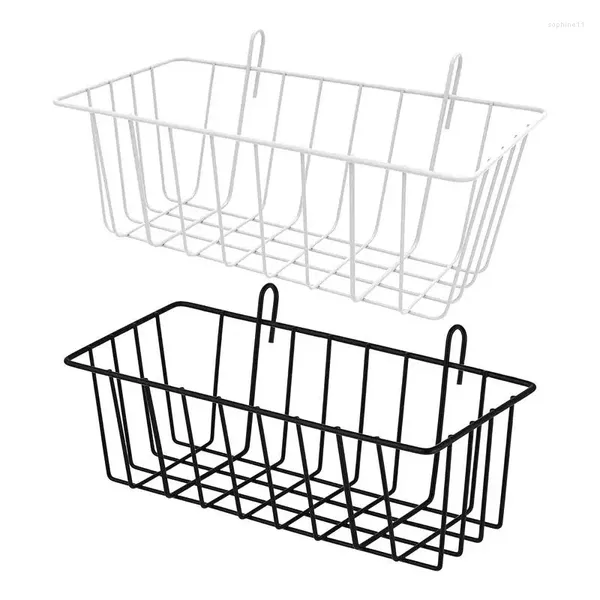 Estante de heno multifuncional para almacenamiento de cocina, cesta de Panel de baño, estantes de rejilla colgantes, alimentador de Metal con ganchos, 2 uds.