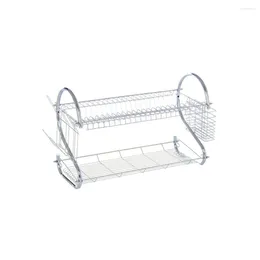 Storage de cuisine 2-plus coussins Drying Racks Dish passoire Double couche en acier inoxydable