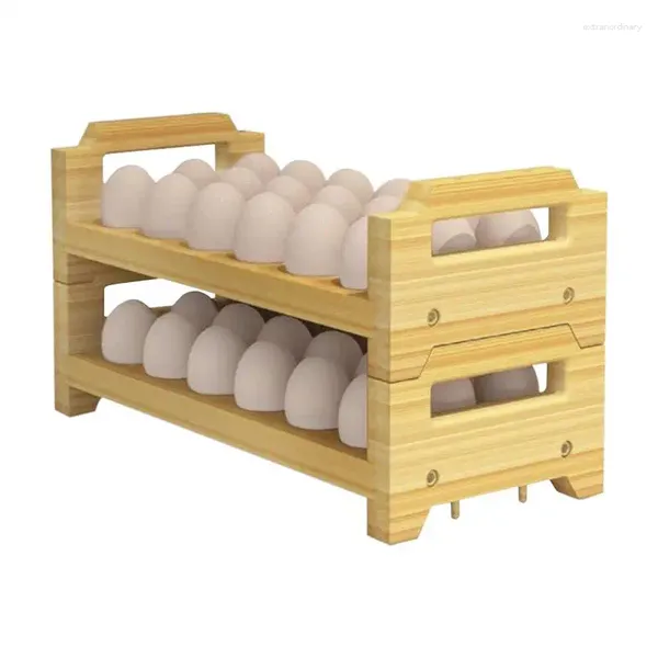 Storage de cuisine Rangement en bois à 2 niveaux Boîte à roulettes