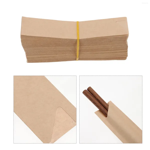 Almacenamiento de cocina, juego de vajilla y palillos, cubiertos portátiles de viaje, papel Kraft empaquetado individualmente, bolsillo impermeable, 200 Uds.