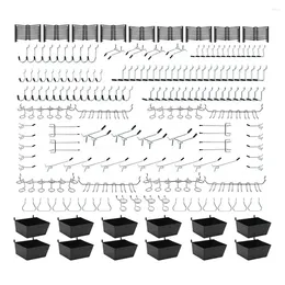 Rangement de cuisine 251 pièces, Kit d'organisation d'accessoires en panneau perforé pour outils, assortiment de crochets suspendus de 1/8 et 1/4 pouces