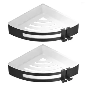 Storage de cuisine 2pcs étagères de salle de bain d'angle sans forage 304 étagère de douche en acier inoxydable collé ou vissé - noir