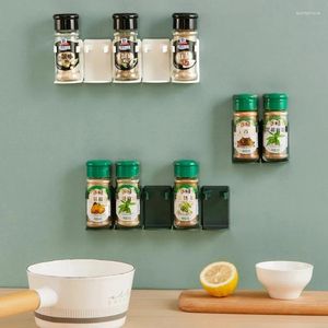 Keukenopslag 2 STUKS Kruidenflessenrek Wandmontage Potten Houder Gereedschap Plastic Clip Jar Kastdeur Haken Met Basis