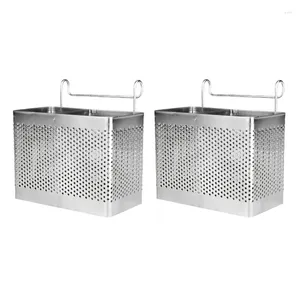 Rangement de cuisine 2X porte-baguettes en acier inoxydable panier de séchage de couverts suspendu égouttoir de vaisselle avec crochets ustensile (A)