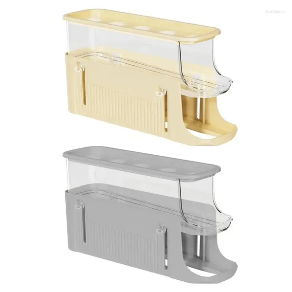 Almacenamiento de cocina, soporte para huevos de 3 capas, bandeja apilable, estante delgado que ahorra espacio para gabinete, encimera, Fridg