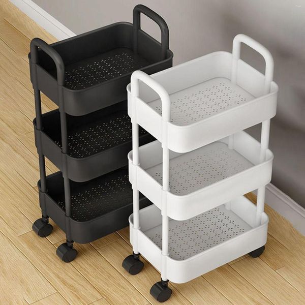 Carrito rodante móvil de 3 capas para almacenamiento de cocina, carrito organizador independiente con ruedas para dormitorio, baño y sala de estar