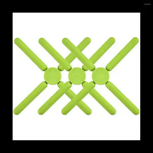 Keukenopslag 3 pack opvouwbaar siliconen statief niet-slipontwerp uitbreidbare pothouder groen