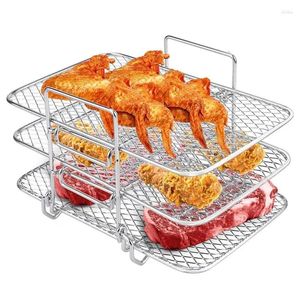 Keukenopslag 3 Luchtfrituurrek Food Grill Multi-Layer Dehydrator Accessoires Safe en Fine Mesh Barbecue Basket