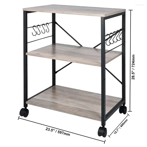 Étagère de rangement de cuisine à 3 niveaux pour boulangers, avec armoire, support pour four à micro-ondes, Installation facile et entretien