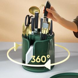 Keukenopslag 360 ° Roterend gebruiksvoorraad Holder Organisator Meerdere compartimenten Bewaren Vorken met lepels messen en kookgereedschap