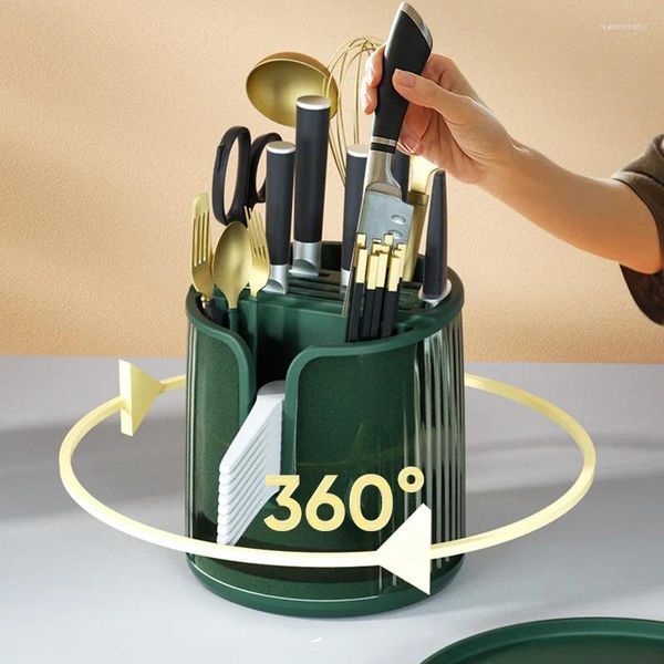 Rangement de cuisine Rangement à 360 ° Organisateur d'ustensiles rotatif Organisateur plusieurs compartiments Store Forkks Soupniter Counats Couteaux et outils de cuisson