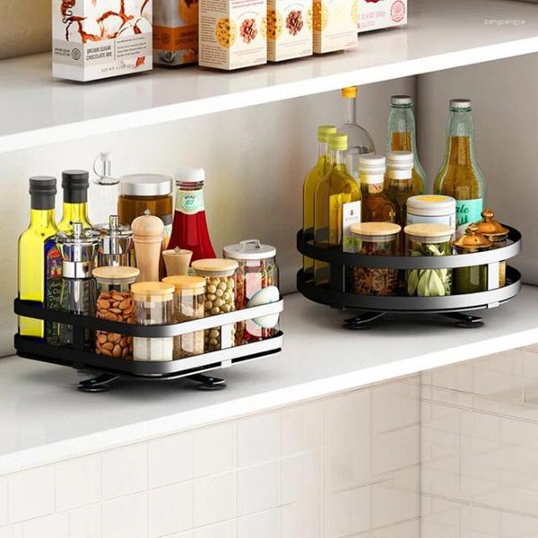 Storage de cuisine 360 degrés Condiments rotatifs Rack d'organisateur en métal Rack multicouche de bureau d'angle d'assaisonnement