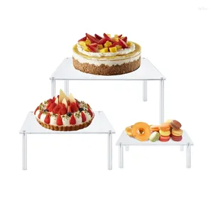 Support à Dessert élégant en acrylique, 3 pièces, présentoir rond pour gâteaux, rehausseur à 3 pieds, support transparent pour bijoux, rangement de cuisine