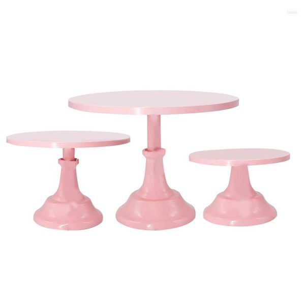 Almacenamiento de cocina, 3 uds., soportes para cupcakes de pastel rosa, torres de postre modernas redondas, plato de decoración para servir para fiestas de bodas de niñas