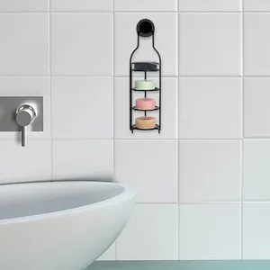 Keuken Opslag 4-Layer Shampoo Bar Houder Met Zuignap Zeepbakje Rack Zelflozende Muur Mand Roestvrij voor Badkamer