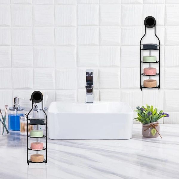 Support de barre de shampoing à 4 niveaux, rangement de cuisine, avec ventouse, porte-savon, étagère sans perçage, antirouille pour salle de bain