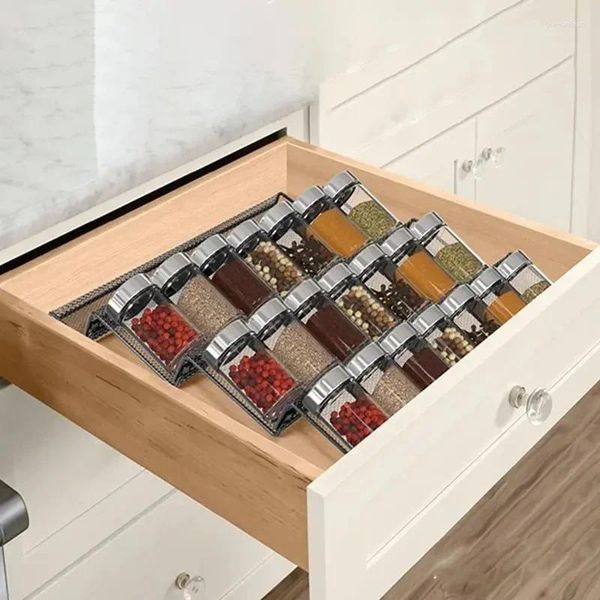 Storage de cuisine Storage à 4 niveaux Extensible Jar Rack Rack Spice Drawer Organizer Tray Panty Pantry COMPTOP ORGANGE Shelf