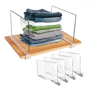 Rangement de cuisine, 4 pièces, séparateurs d'étagères transparents pour l'organisation, séparateur de placard en acrylique, étagères verticales, organisateur de chambre à coucher et de bureau