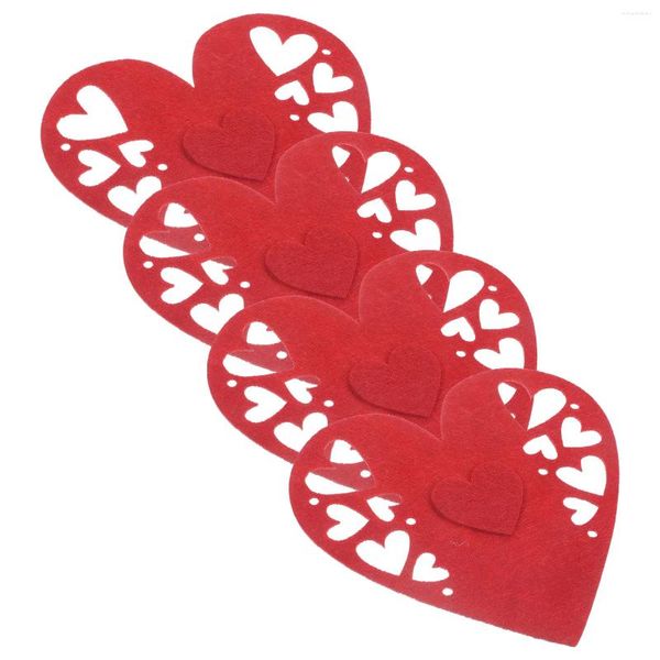 Almacenamiento de cocina, 4 Uds., bolsillos para cubiertos, mesa del Día de San Valentín, cubiertos, bolsas con forma de corazón