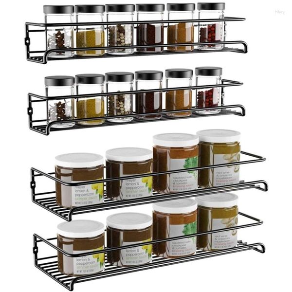 Almacenamiento de cocina 4 piezas Montaje de pared Spice Rack Organizador de colgantes de metal de metal de 4 capas Palinería de puertas de estantería Cosina Cosina