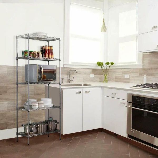 Storage de cuisine Storage à 5 couches étagère en acier de carreau de métro Piscaute de support durable