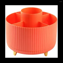 Almacenamiento de cocina 5 ranuras de 360 ° organizadores giratorios para el escritorio linda taza de lápiz martillo escolar suministro de arte doméstico (naranja)