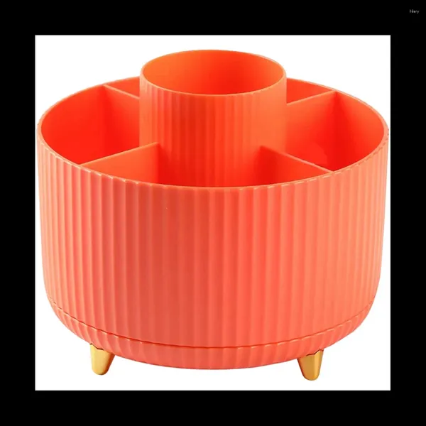 Storage de cuisine 5 emplacements à 360 ° de diplôme en rotation pour le bureau mignon crayon tasse de bureau de bureau (orange)