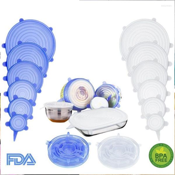 Couvercle universel en Silicone pour ustensiles de cuisine, 6/12 pièces, couvercle pour aliments, bol, micro-ondes, réutilisable, extensible, emballage sain