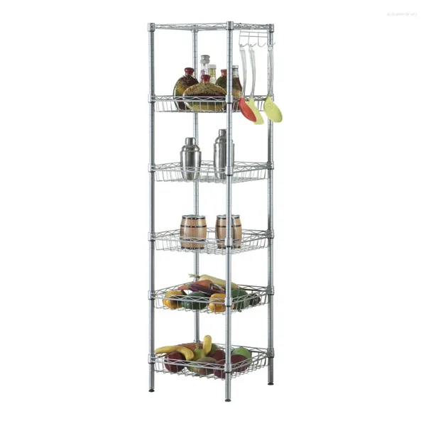 Étagère de rangement de cuisine à 6 niveaux, 6 étagères, unité en métal, organisateur Durable, acier au carbone PP, Stock américain